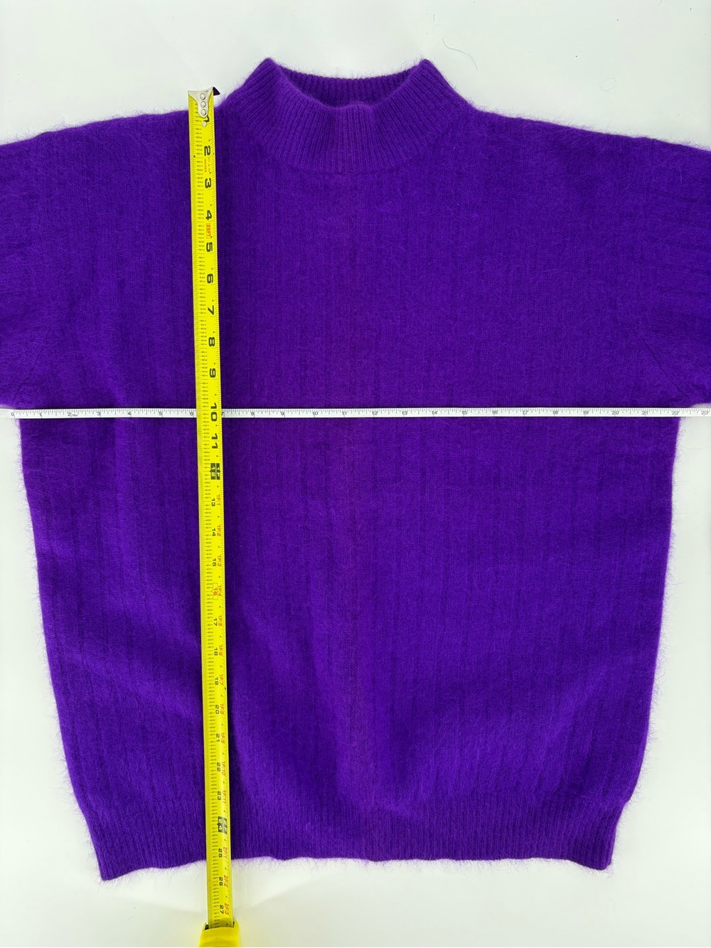 VTG Rafaella Grape Purple Angora Rabbit Hair Lambswool Mock Neck Sweater Large - Picture 12 of 15